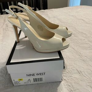 Nine West off white sling back shoes